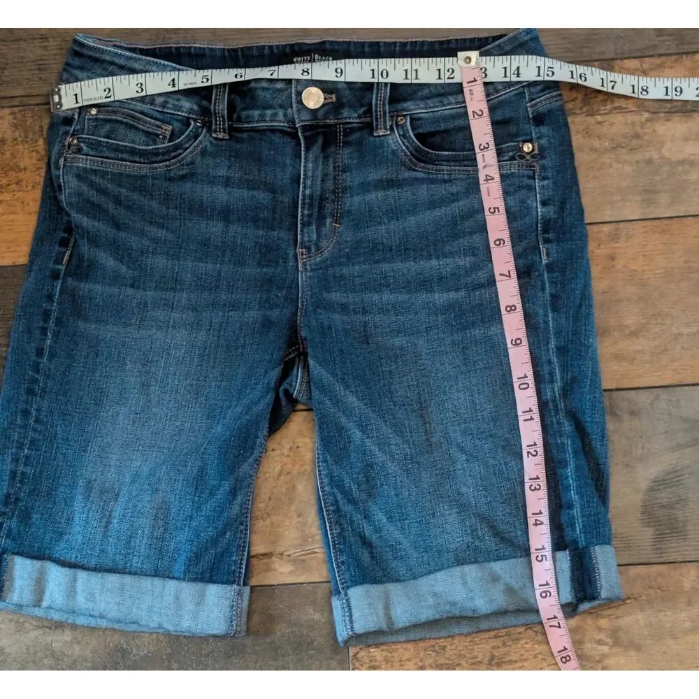 White House Black Market Denim Bermuda Shorts Size 6 Dark Wash Jean Shorts